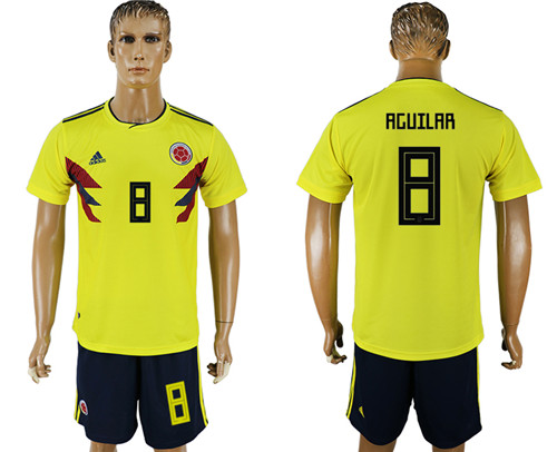 Colombia 8 AGULAR Home 2018 FIFA World Cup Soccer Jersey