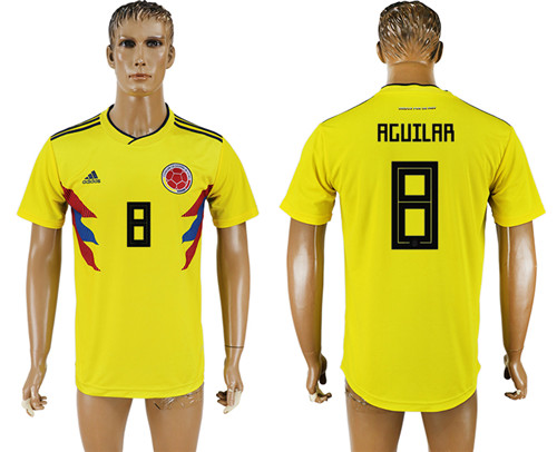 Colombia 8 AGULAR Home 2018 FIFA World Cup Thailand Soccer Jersey