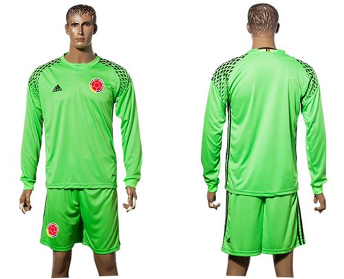 Colombia Blank Green Goalkeeper Long Sleeves Soccer Country Jersey