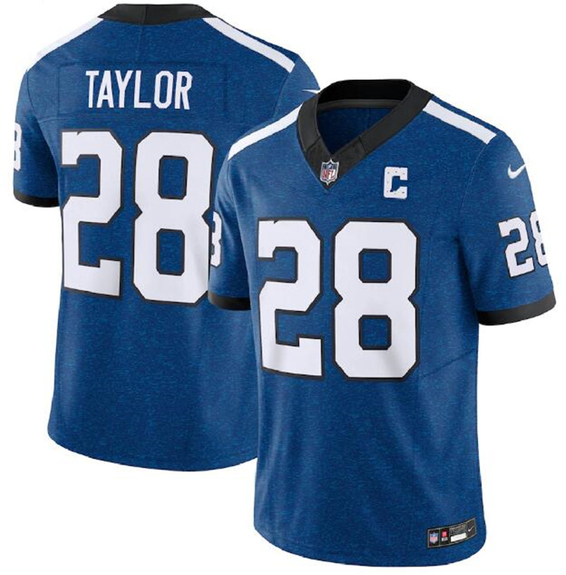 Colts 28 Jonathan Taylor Royal F.U.S.E. Vapor Limited C Patch Throwback Jersey