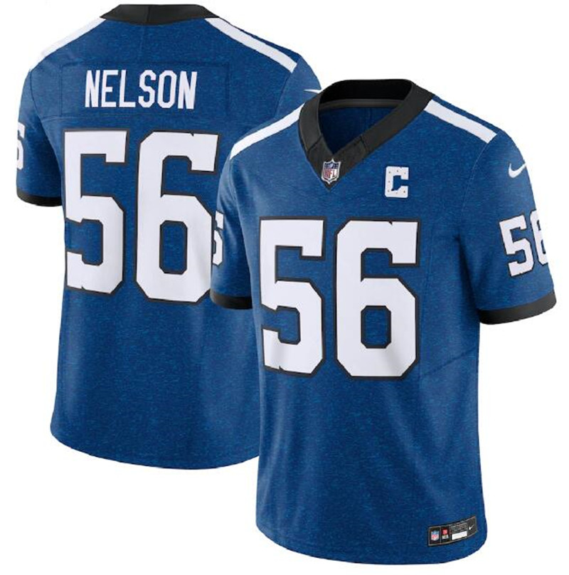 Colts 56 Quenton Nelson Royal F.U.S.E. Vapor Limited C Patch Throwback Jersey
