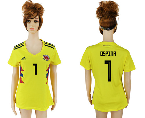 Columbia 1 OSPINA Home 2018 FIFA World Cup Women Soccer Jersey