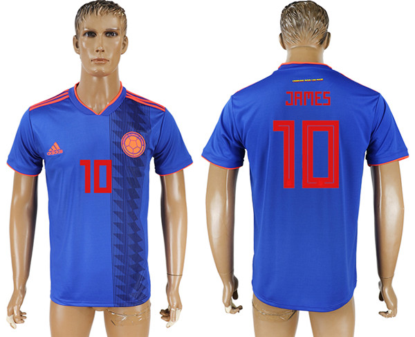 Columbia 10 JAMES Away 2018 FIFA World Cup Thailand Soccer Jersey