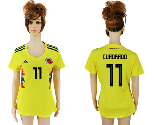 Columbia 11 CUADRADO Home 2018 FIFA World Cup Women Soccer Jersey