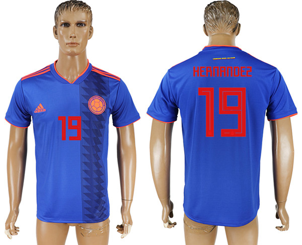 Columbia 19 HERNANDEZ Away 2018 FIFA World Cup Thailand Soccer Jersey