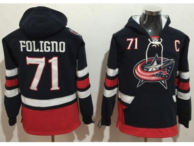 Columbus Blue Jackets 71 Nick Foligno Navy Blue Name Number Pullover NHL Hoodie