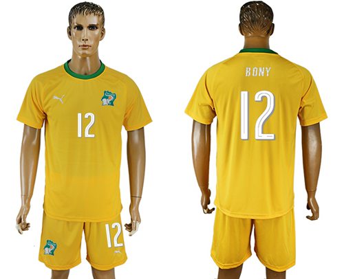 Cote d lvoire 12 Bony Home Soccer Country Jersey