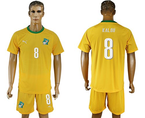 Cote d lvoire 8 Kalou Home Soccer Country Jersey