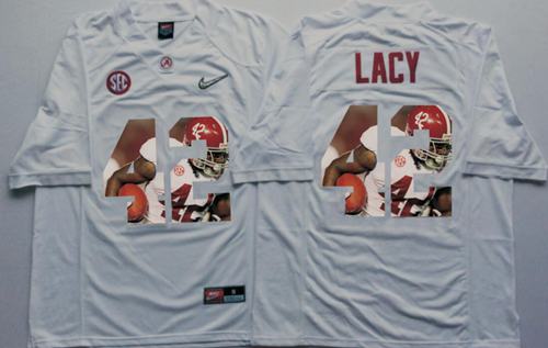 Crimson Tide 42 Eddie Lacy White Player Fashion Stitched NCAA Jersey