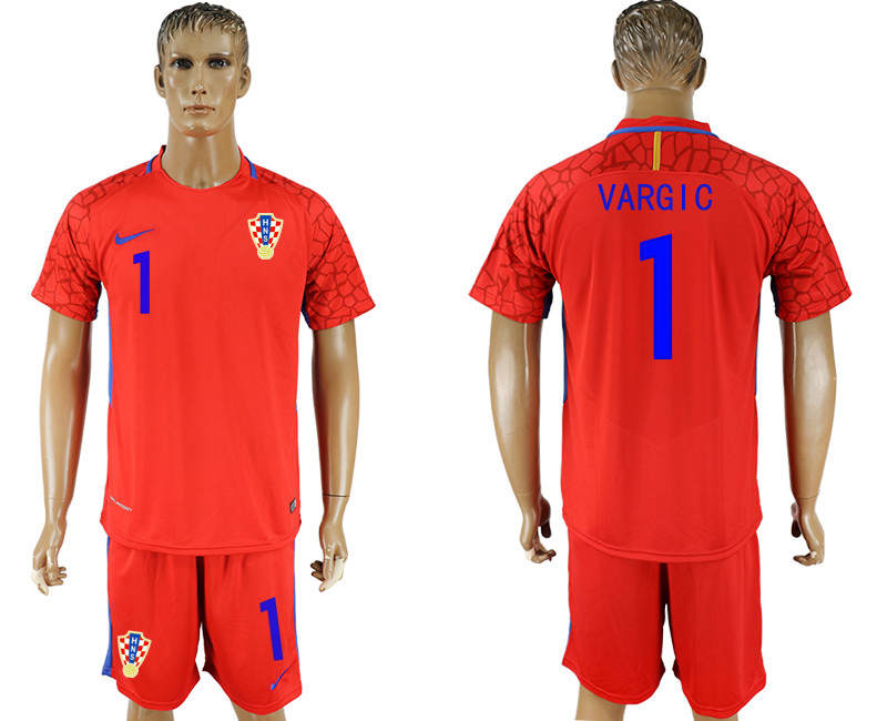 Croatia 1 VARGIC Red Goalkeeper 2018 FIFA World Cup Soccer Jersey