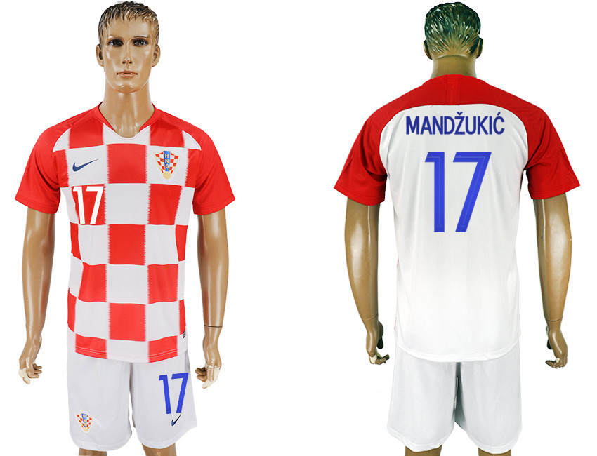 Croatia 17 MANDZUKIC Home 2018 FIFA World Cup Soccer Jersey