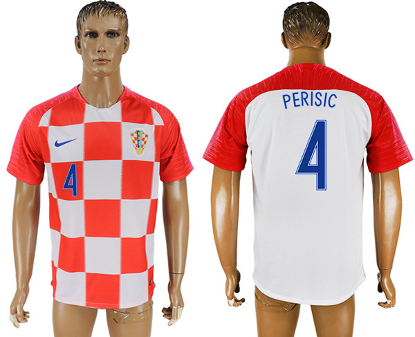 Croatia 4 PERISIC Home 2018 FIFA World Cup Thailand Soccer Jersey