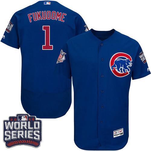 Cubs 1 Kosuke Fukudome Blue Flexbase Authentic Collection 2016 World Series Bound Stitched MLB Jersey
