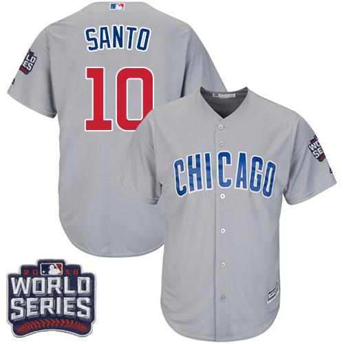 Cubs 10 Ron Santo Grey Road 2016 World Series Bound Stitched Youth MLB Jersey