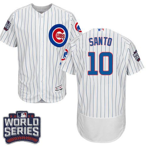 Cubs 10 Ron Santo White Flexbase Authentic Collection 2016 World Series Bound Stitched MLB Jersey