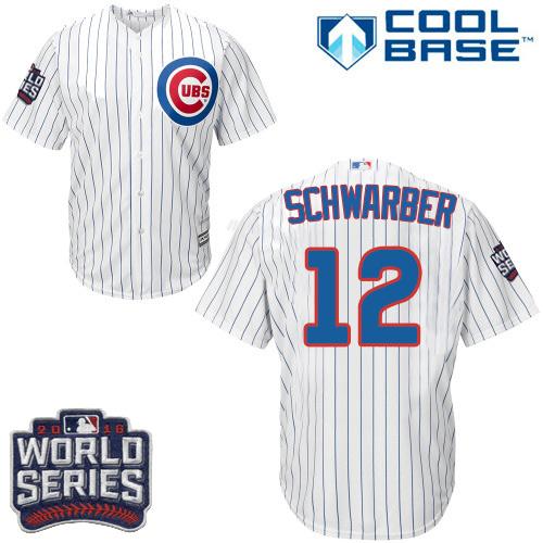 Cubs 12 Kyle Schwarber White Home 2016 World Series Bound Stitched Youth MLB Jersey