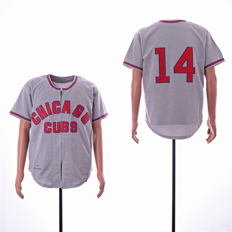 Cubs 14 Ernie Banks Gray Throwback Jersey