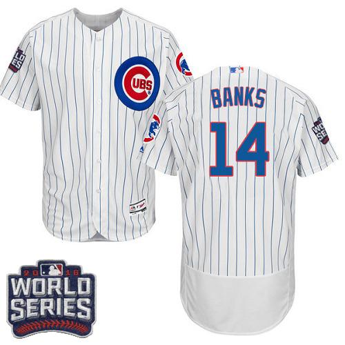Cubs 14 Ernie Banks White Flexbase Authentic Collection 2016 World Series Bound Stitched MLB Jersey
