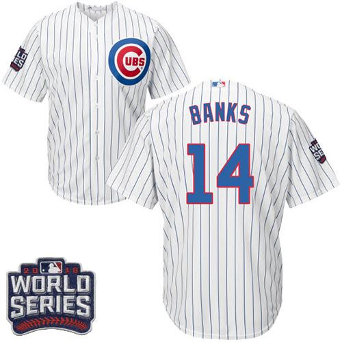 Cubs 14 Ernie Banks White Home 2016 World Series Bound Stitched Youth MLB Jersey