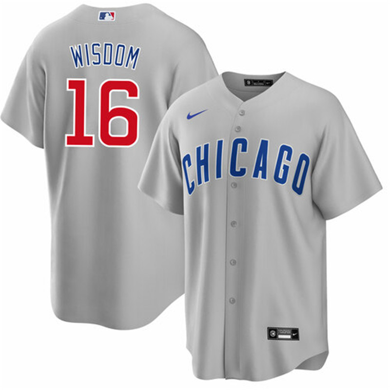 Cubs 16 Patrick Wisdom Gray Nike Cool Base Jersey