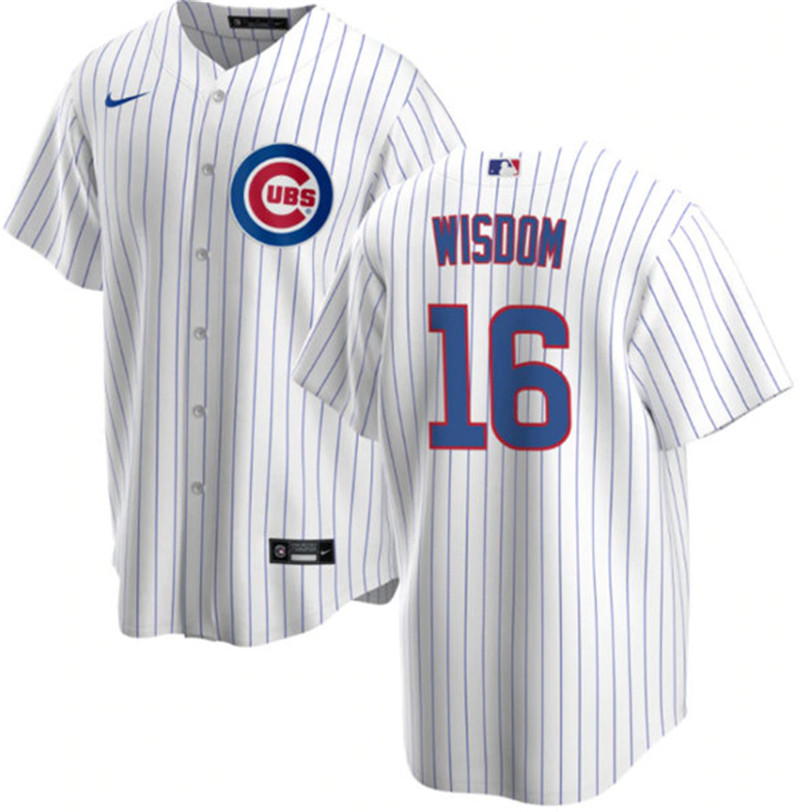 Cubs 16 Patrick Wisdom White Nike Cool Base Jersey