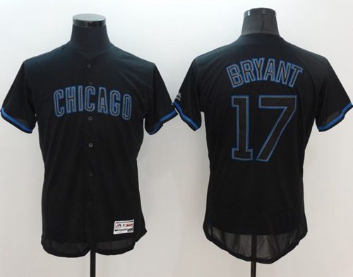Cubs 17 Kris Bryant Black Fashion Flexbase Authentic Collection Stitched MLB Jersey