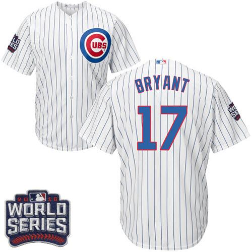 Cubs 17 Kris Bryant White Home 2016 World Series Bound Stitched Youth MLB Jersey