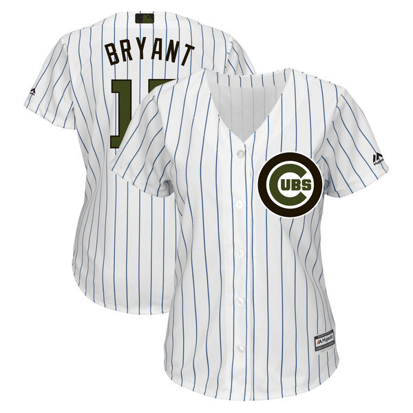 Cubs 17 Kris Bryant White Women 2018 Memorial Day Cool Base Jersey