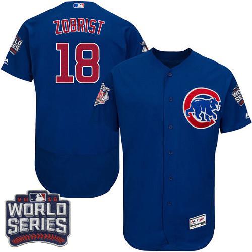 Cubs 18 Ben Zobrist Blue Flexbase Authentic Collection 2016 World Series Bound Stitched MLB Jersey