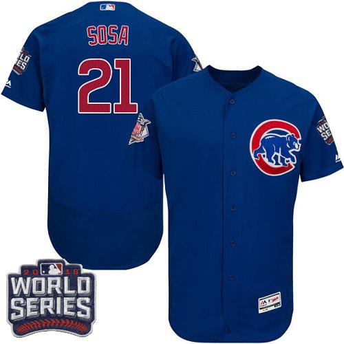 Cubs 21 Sammy Sosa Blue Flexbase Authentic Collection 2016 World Series Bound Stitched MLB Jersey