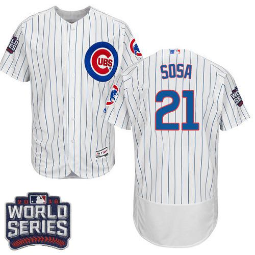 Cubs 21 Sammy Sosa White Flexbase Authentic Collection 2016 World Series Bound Stitched MLB Jersey