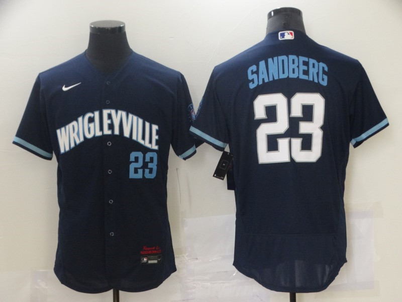 Cubs 23 Ryne Sandberg Navy 2021 City Connect Flexbase Jersey