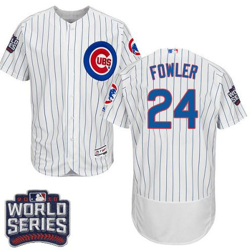 Cubs 24 Dexter Fowler White Flexbase Authentic Collection 2016 World Series Bound Stitched MLB Jersey