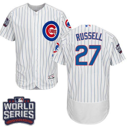 Cubs 27 Addison Russell White Flexbase Authentic Collection 2016 World Series Bound Stitched MLB Jersey
