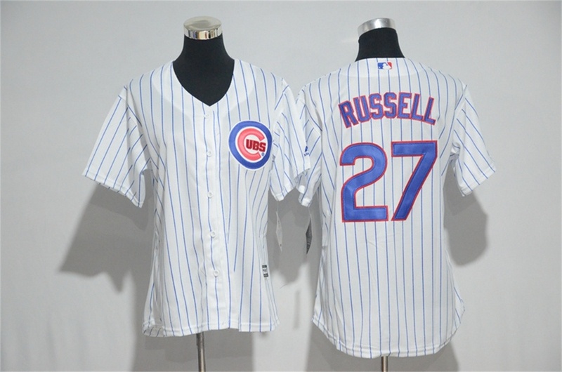 Cubs 27 Addison Russell White Road Women Stitched MLB Jersey