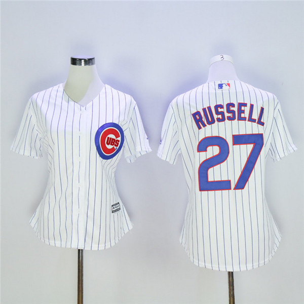 Cubs 27 Addison Russell White Women Cool Base Jersey