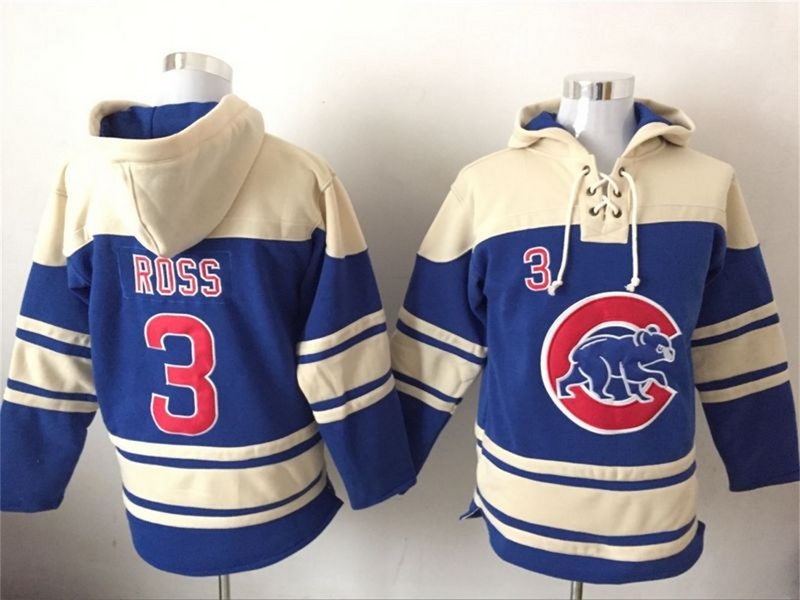 Cubs 3 David Ross Blue White Sawyer Hooded Sweatshirt MLB Hoodie