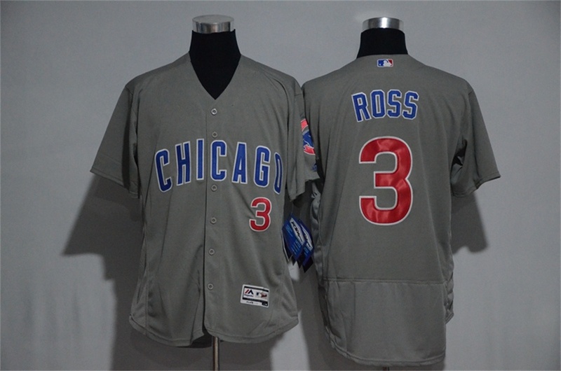 Cubs 3 David Ross Grey Road Flexbase Authentic Collection MLB JerseyS