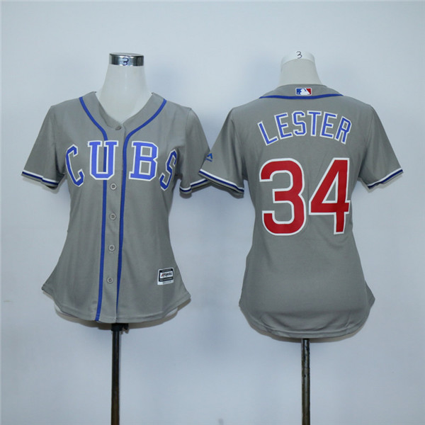 Cubs 34 Jon Lester Gray Women Cool Base Jersey