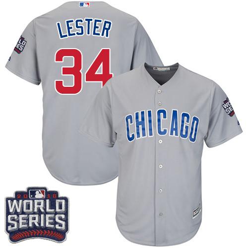 Cubs 34 Jon Lester Grey Road 2016 World Series Bound Stitched Youth MLB Jersey