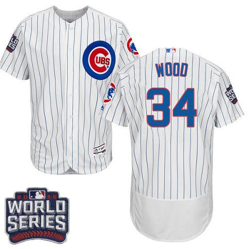 Cubs 34 Kerry Wood White Flexbase Authentic Collection 2016 World Series Bound Stitched MLB Jersey