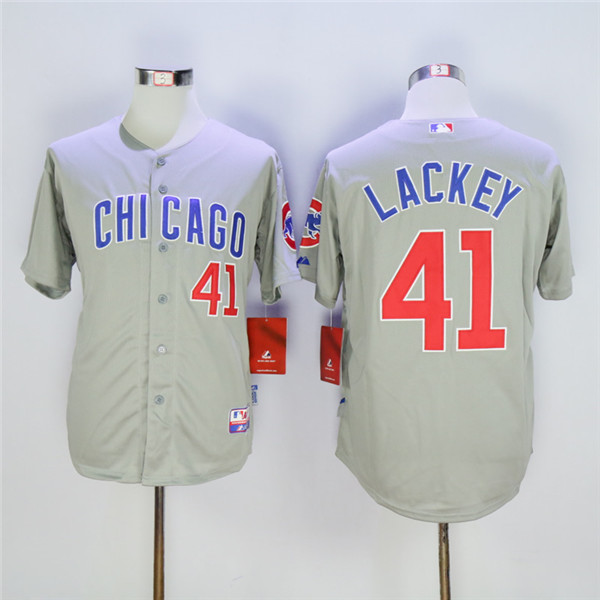 Cubs 41 John Lackey Gray Cool Base Jersey