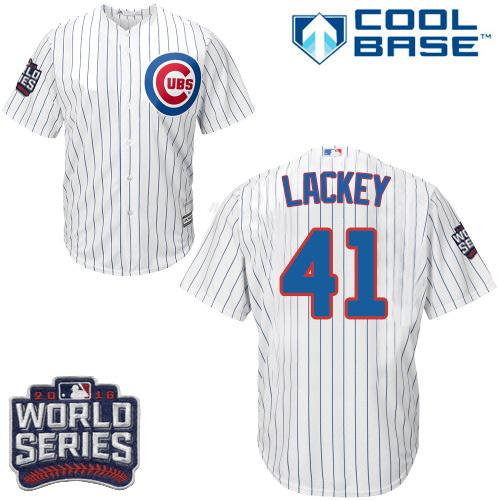 Cubs 41 John Lackey White Home 2016 World Series Bound Stitched Youth MLB Jersey