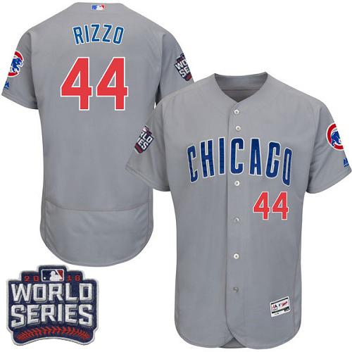 Cubs 44 Anthony Rizzo Grey Flexbase Authentic Collection Road 2016 World Series Bound Stitched MLB Jersey