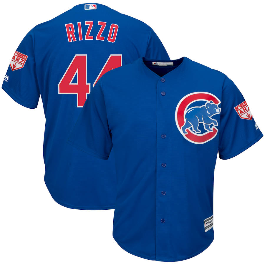 Cubs 44 Anthony Rizzo Royal 2019 Spring Training Cool Base Jersey