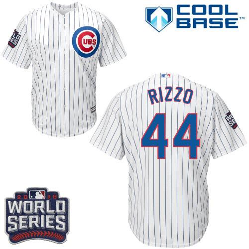 Cubs 44 Anthony Rizzo White Home 2016 World Series Bound Stitched Youth MLB Jersey