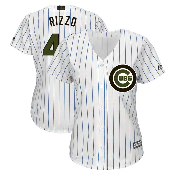 Cubs 44 Anthony Rizzo White Women 2018 Memorial Day Cool Base Jersey