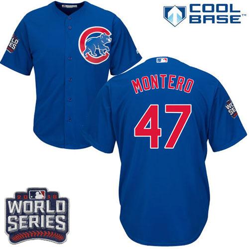 Cubs 47 Miguel Montero Blue Alternate 2016 World Series Bound Stitched Youth MLB Jersey