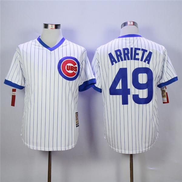 Cubs 49 Jake Arrieta White Cooperstown Collection Jersey