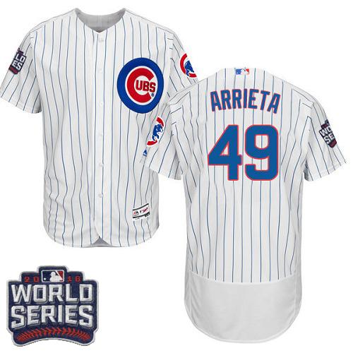 Cubs 49 Jake Arrieta White Flexbase Authentic Collection 2016 World Series Bound Stitched MLB Jersey